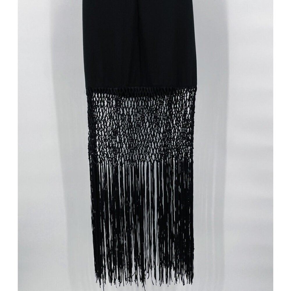 NEW Fashion Nova Farrah Crochet Tassel Fringe Maxi Dress Strapless Black Large - Picture 8 of 10